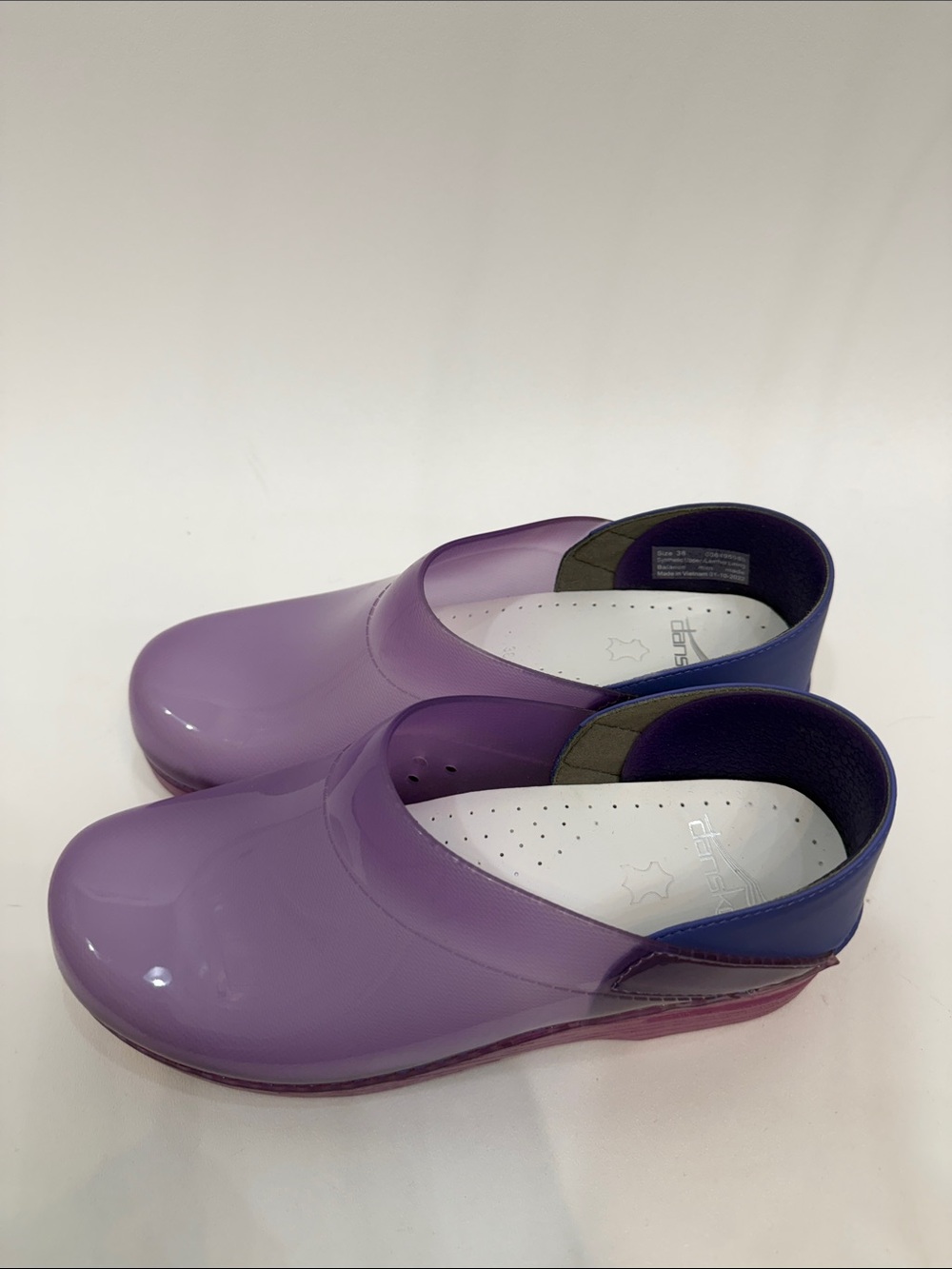 Dansko Translucent purple clogs size 38. Like new condition.